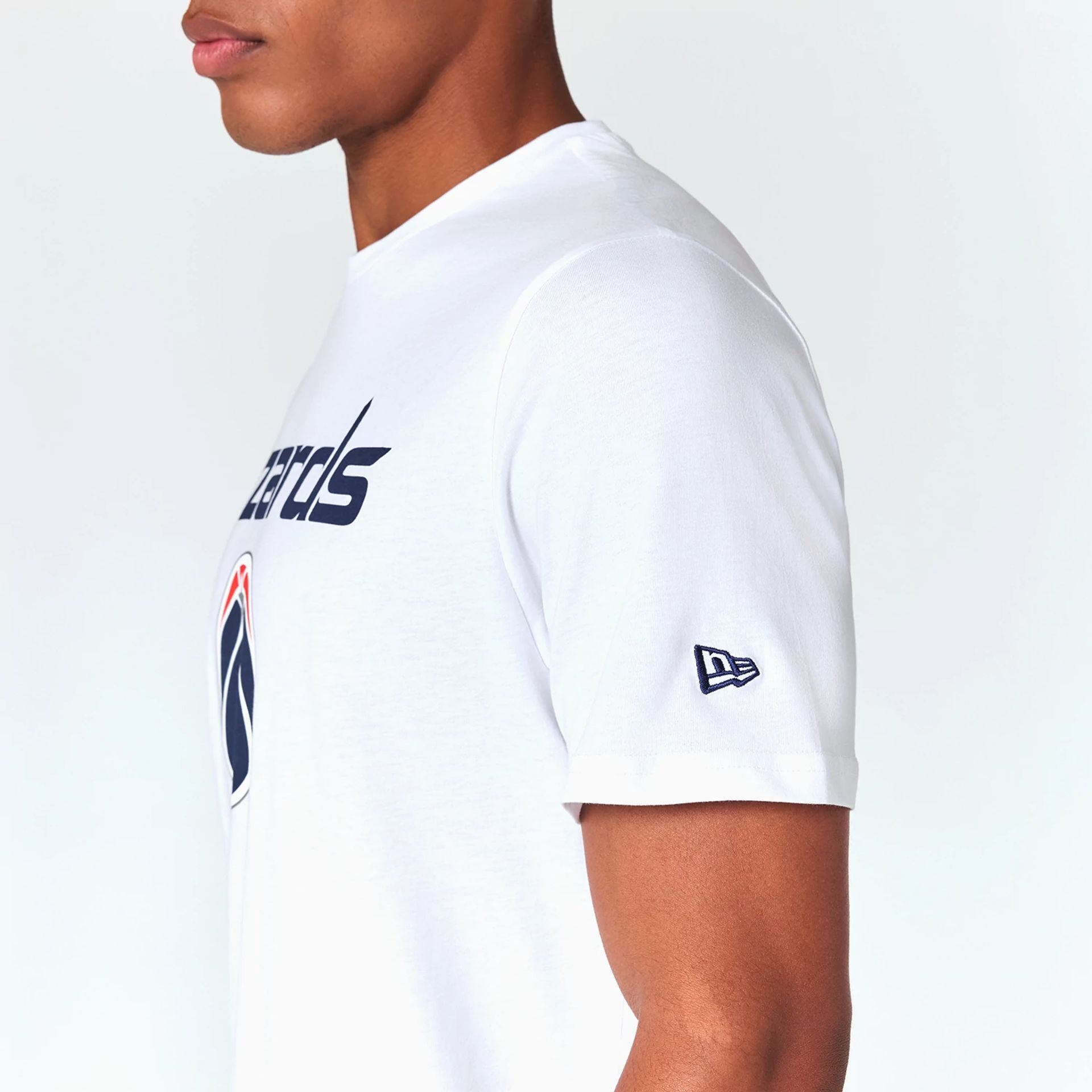 The Male model is wearing Washington Wizards NBA White T-Shirt 5