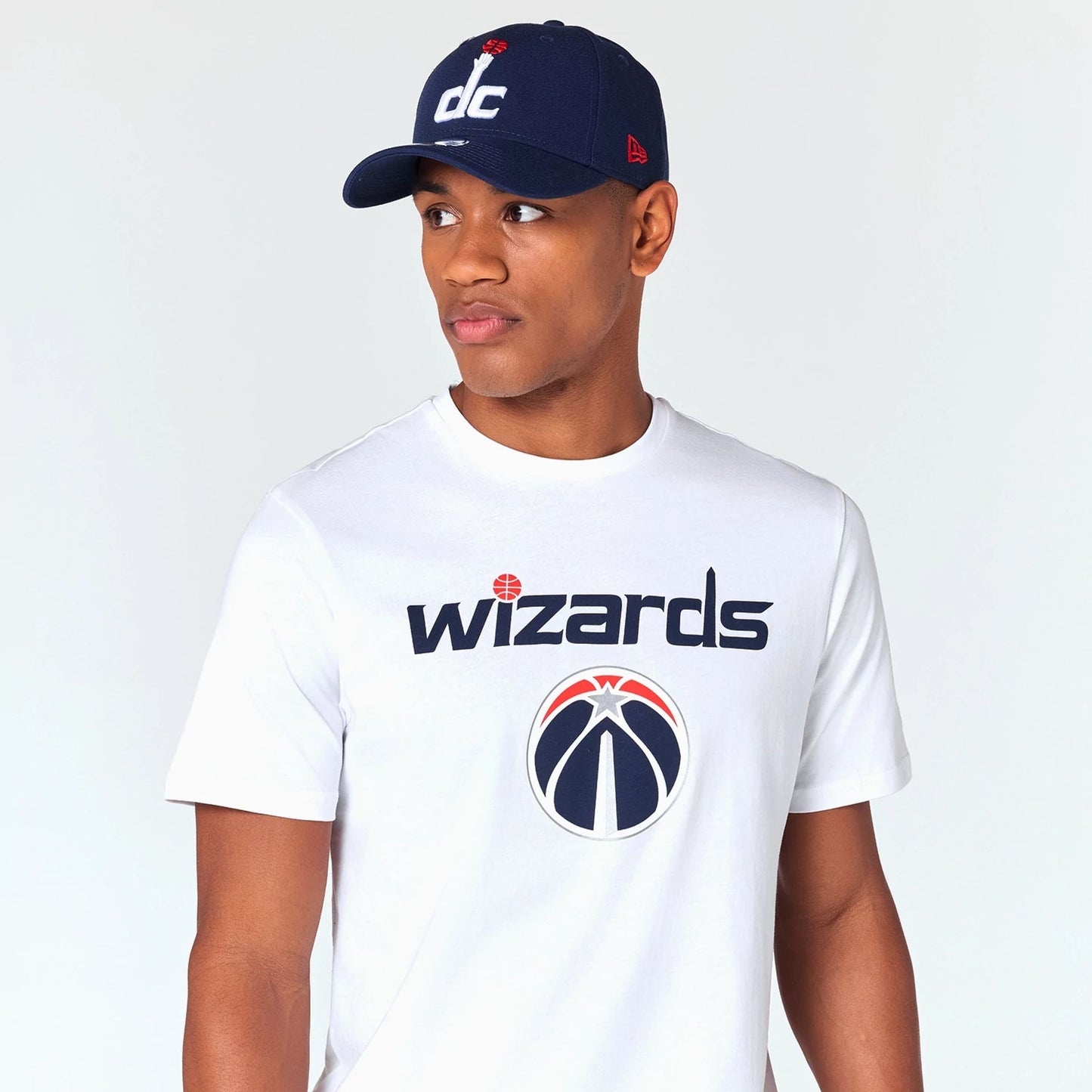 The Male model is wearing Washington Wizards NBA White T-Shirt 4