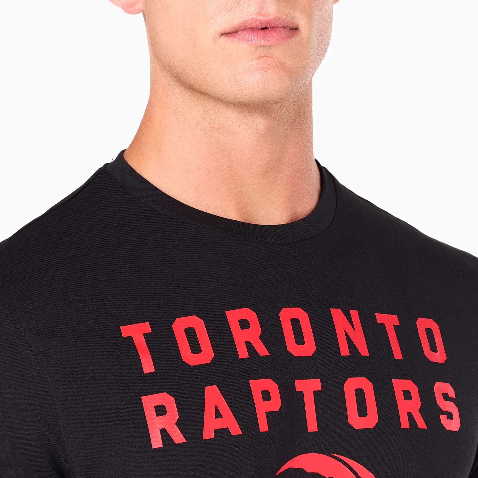 The Male model is wearing Toronto Raptors NBA Black T-Shirt 3