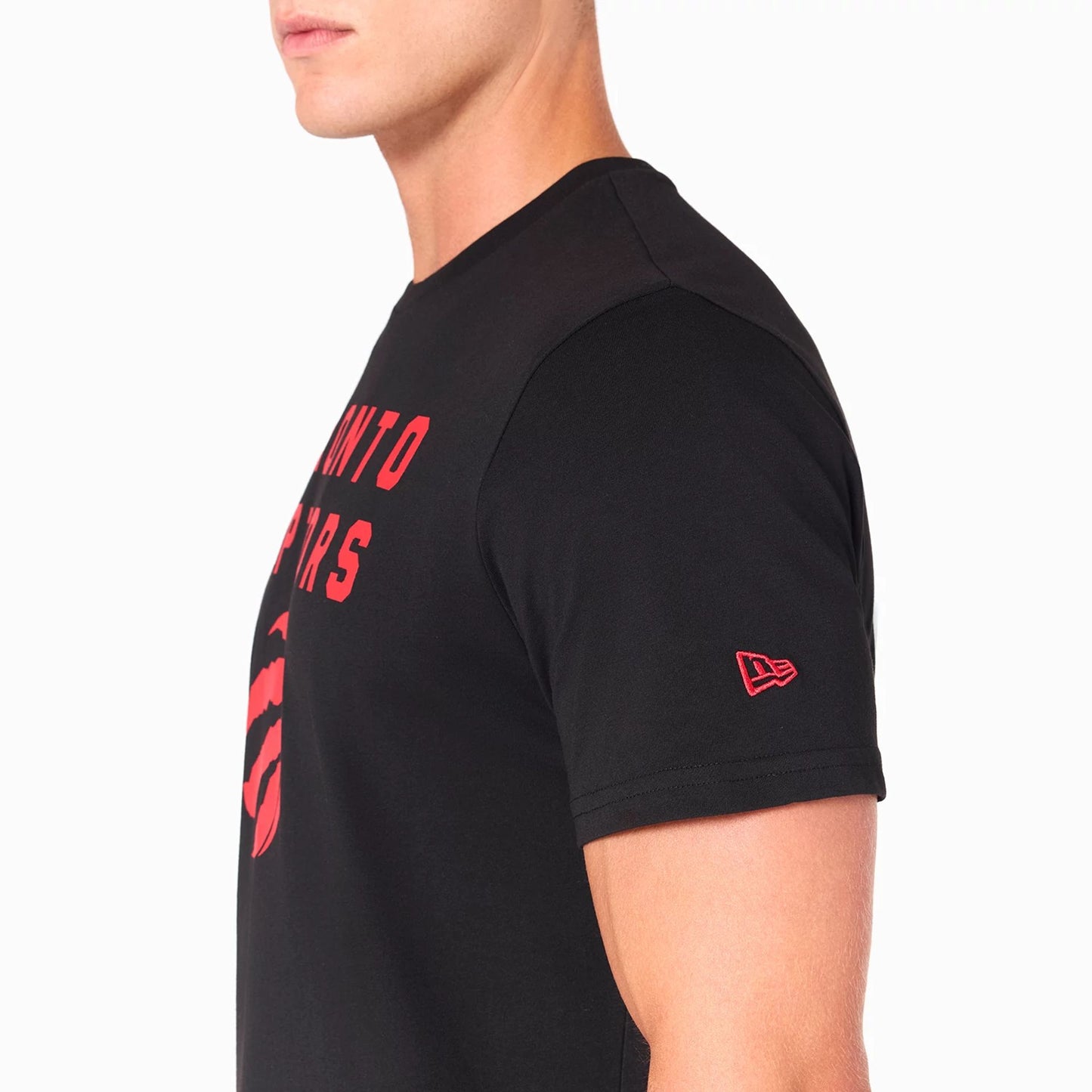 The Male model is wearing Toronto Raptors NBA Black T-Shirt 4