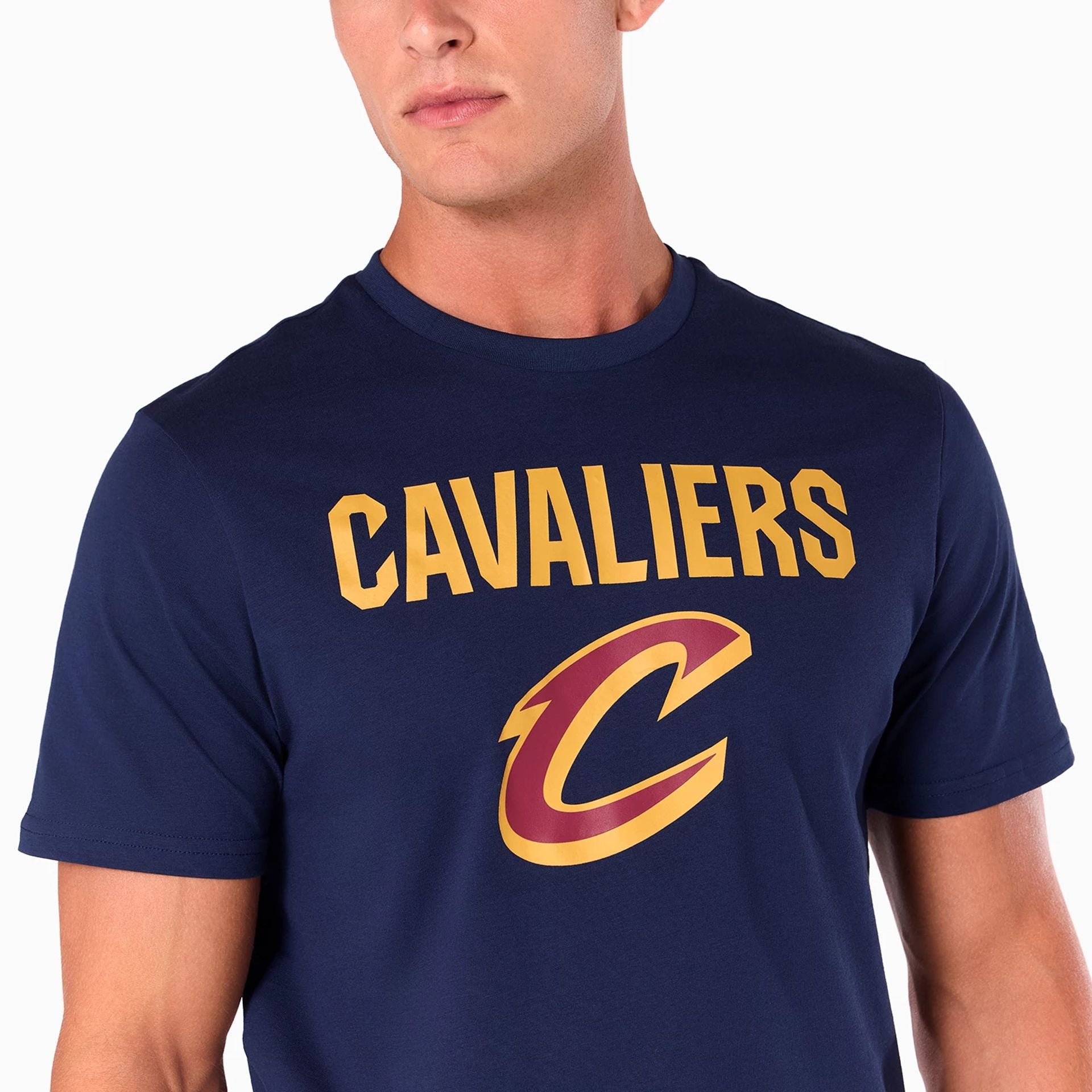 The Male model is wearing Cleveland Cavaliers NBA Navy T-Shirt 2