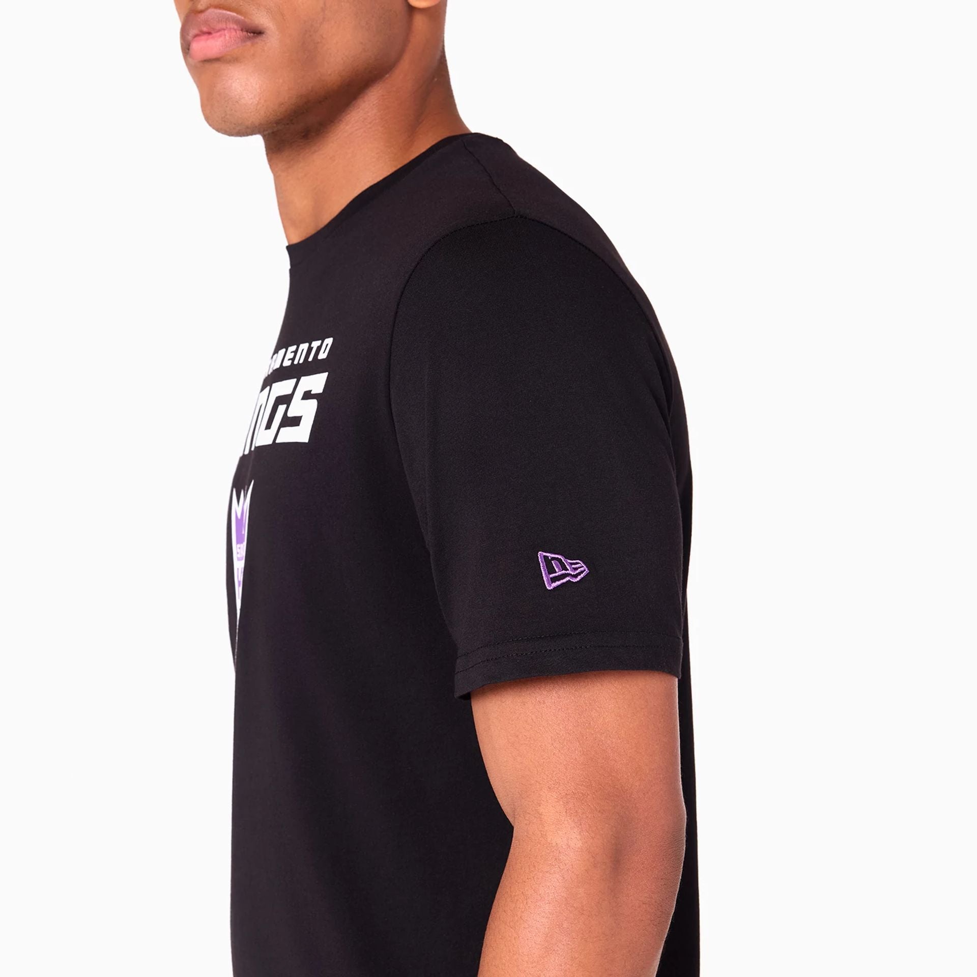 The Male model is wearing Sacramento Kings NBA Black T-Shirt 4