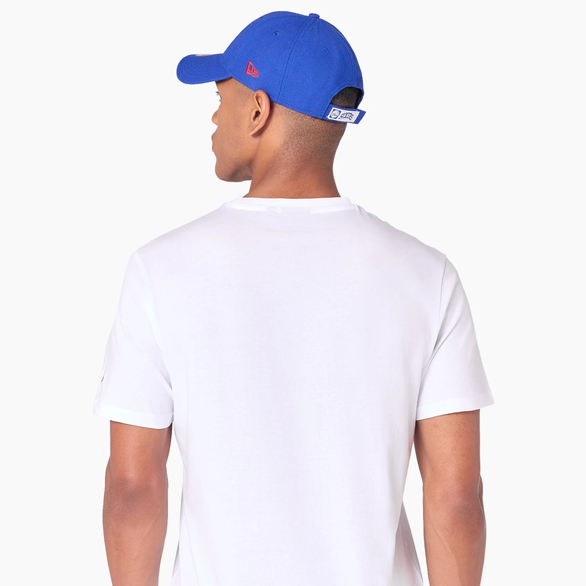 The Male model is wearing Philadelphia 76ers NBA White T-Shirt 6