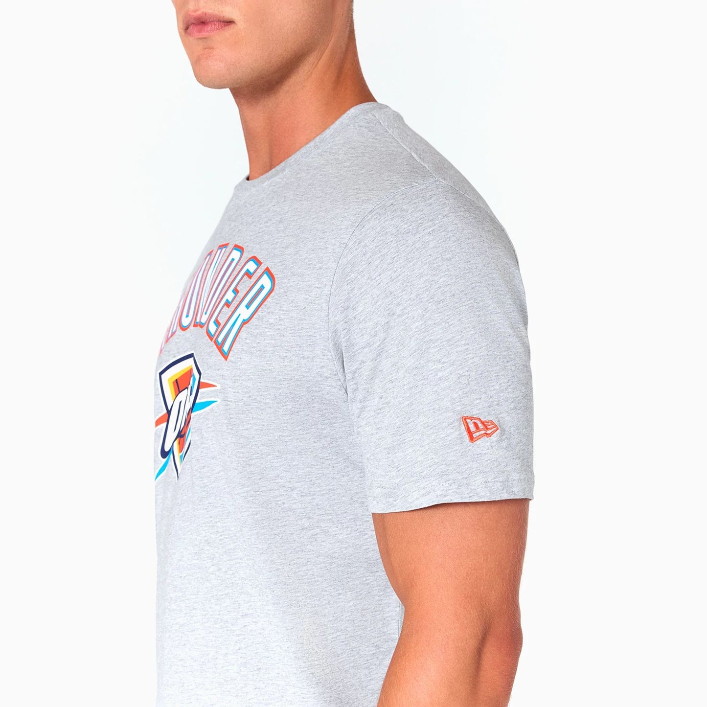 The Male model is wearing Oklahoma City Thunder NBA Grey T-Shirt 4