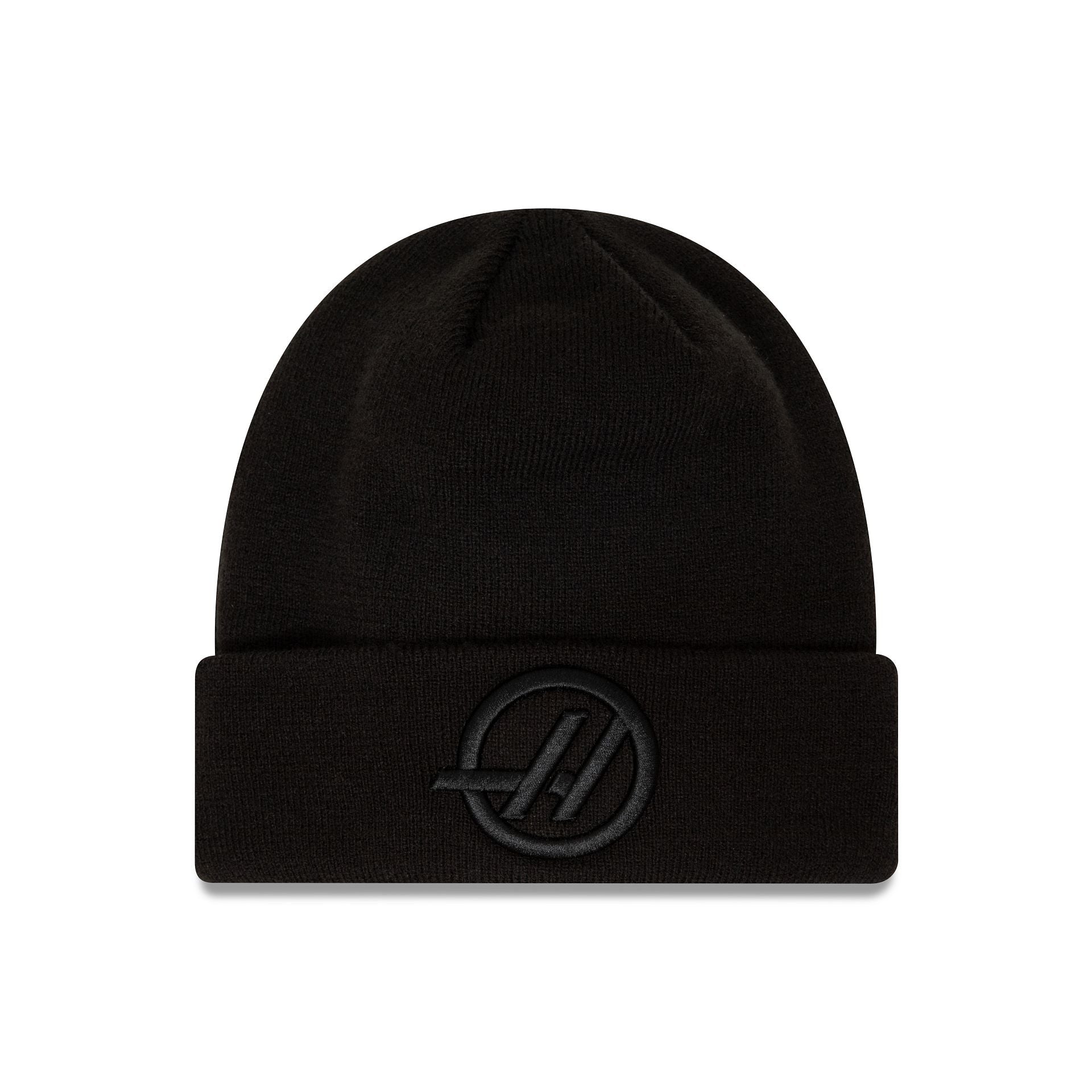 This is a Haas Formula 1 Essential Black Cuff Knit Beanie Hat 2