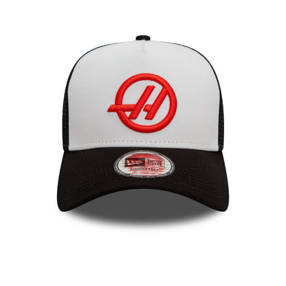 This is a Haas Formula 1 Black E-Frame Trucker Cap 2