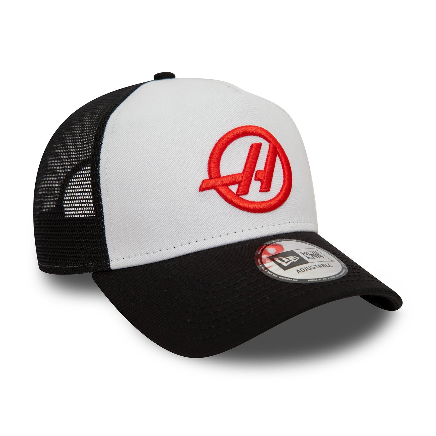 This is a Haas Formula 1 Black E-Frame Trucker Cap 2