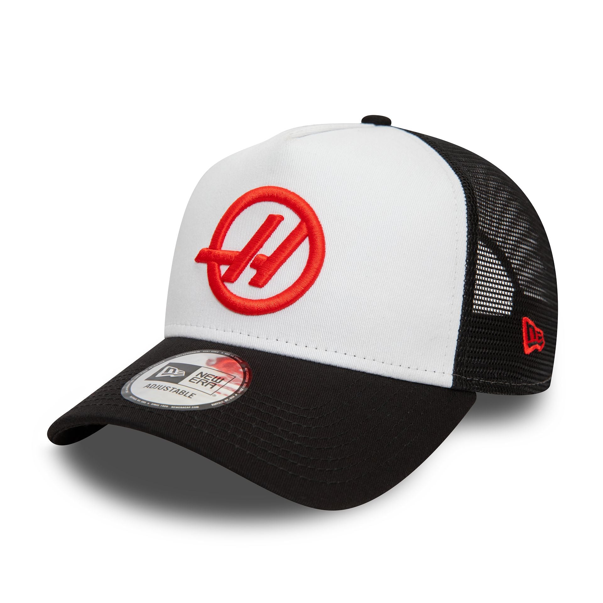 This is a Haas Formula 1 Black E-Frame Trucker Cap 1