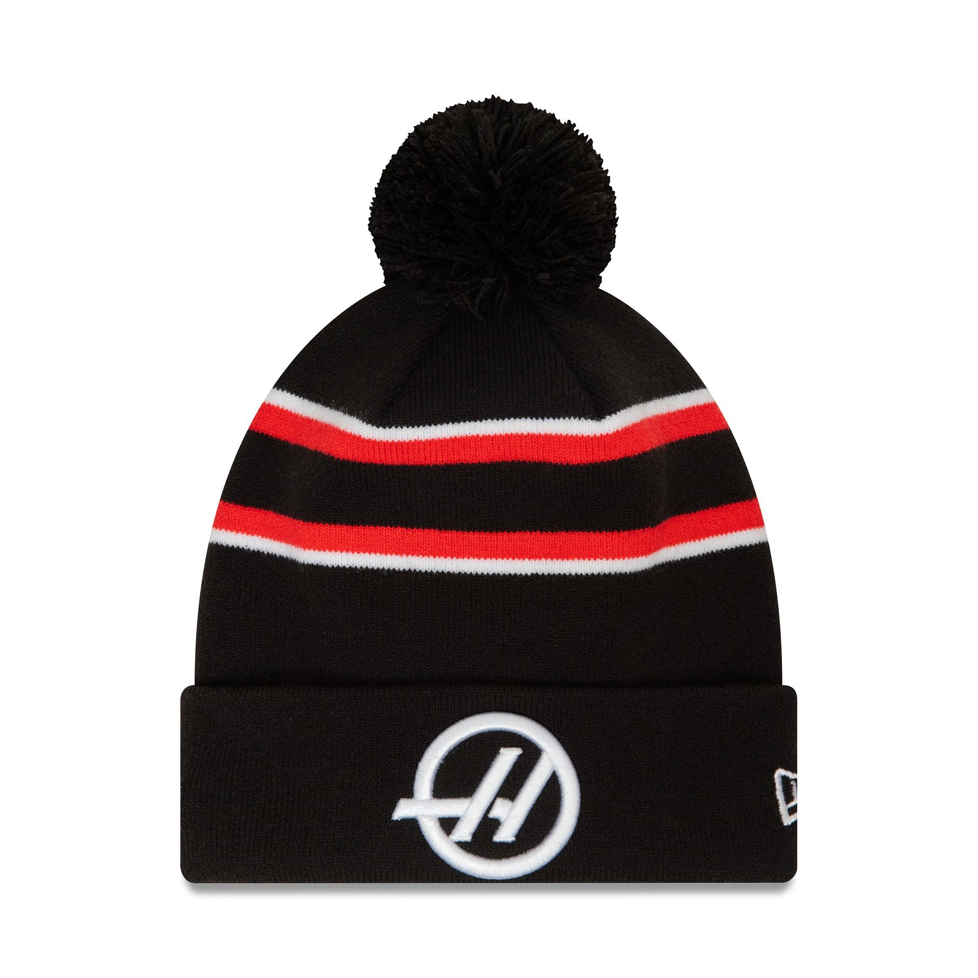 This is a Haas Formula 1 Team Black Cuff Knit Beanie Hat 2