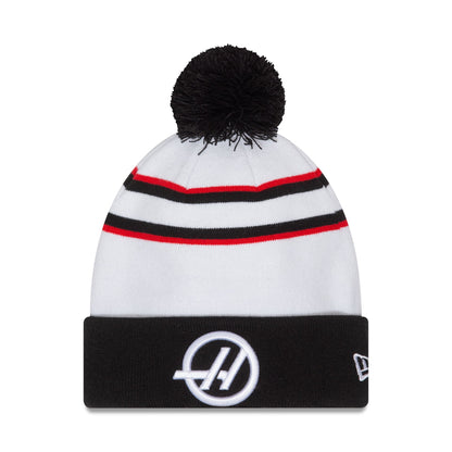 This is a Haas Formula 1 Driver Kevin Magnussen White Cuff Knit Beanie Hat 2