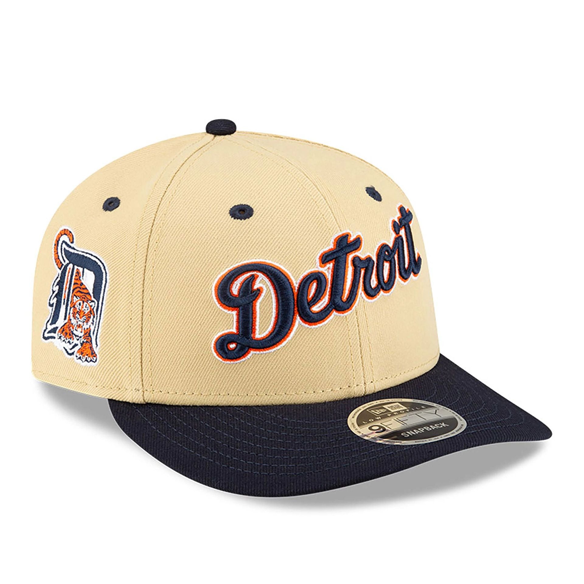 This is a Detroit Tigers Felt X MLB Light Beige Low Profile 9FIFTY Snapback Cap 1