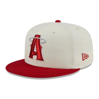 This is a LA Angels City Mesh Chrome White 59FIFTY Fitted Cap 1