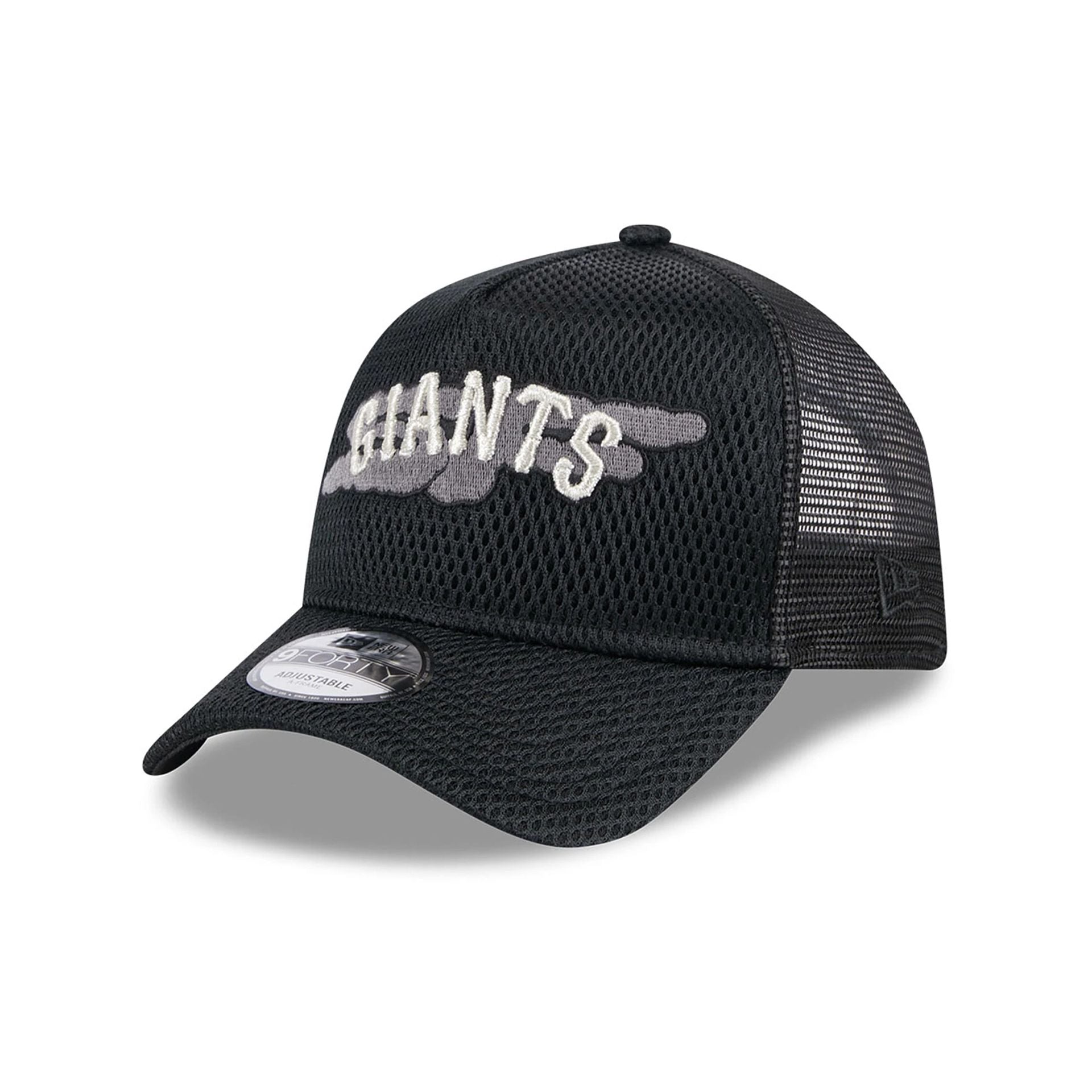 This is a San Francisco Giants City Mesh Black 9FORTY A-Frame Adjustable Trucker Cap 1