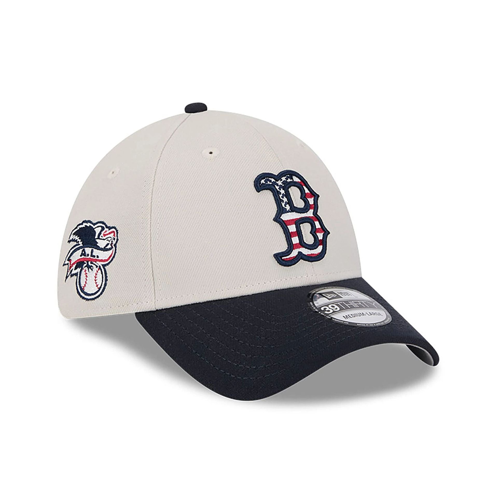 This is a Boston Red Sox MLB 4th Of July Grey 39THIRTY Stretch Fit Cap 1