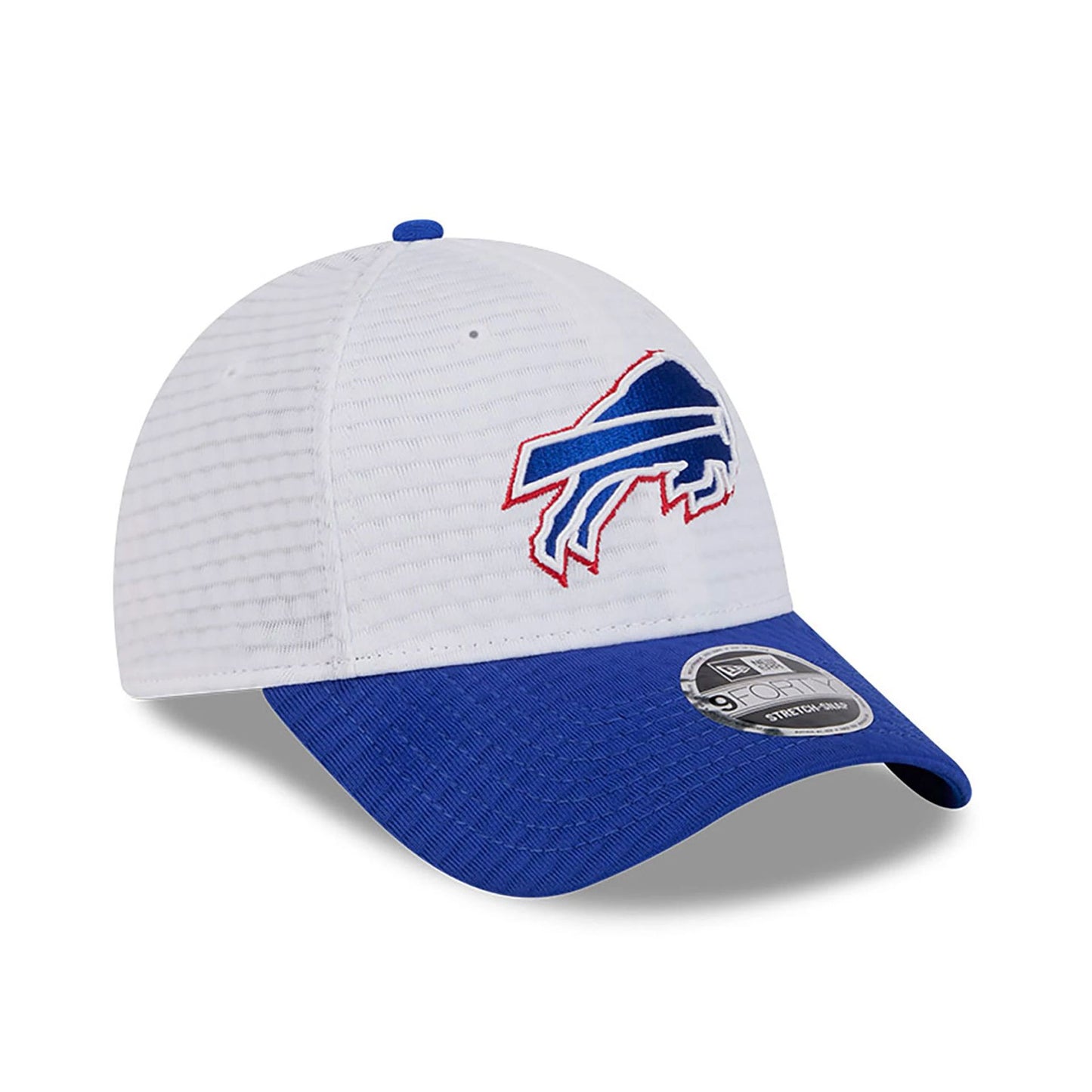 This is a Buffalo Bills NFL Training 2024 White 9FORTY Stretch Snap Cap 6