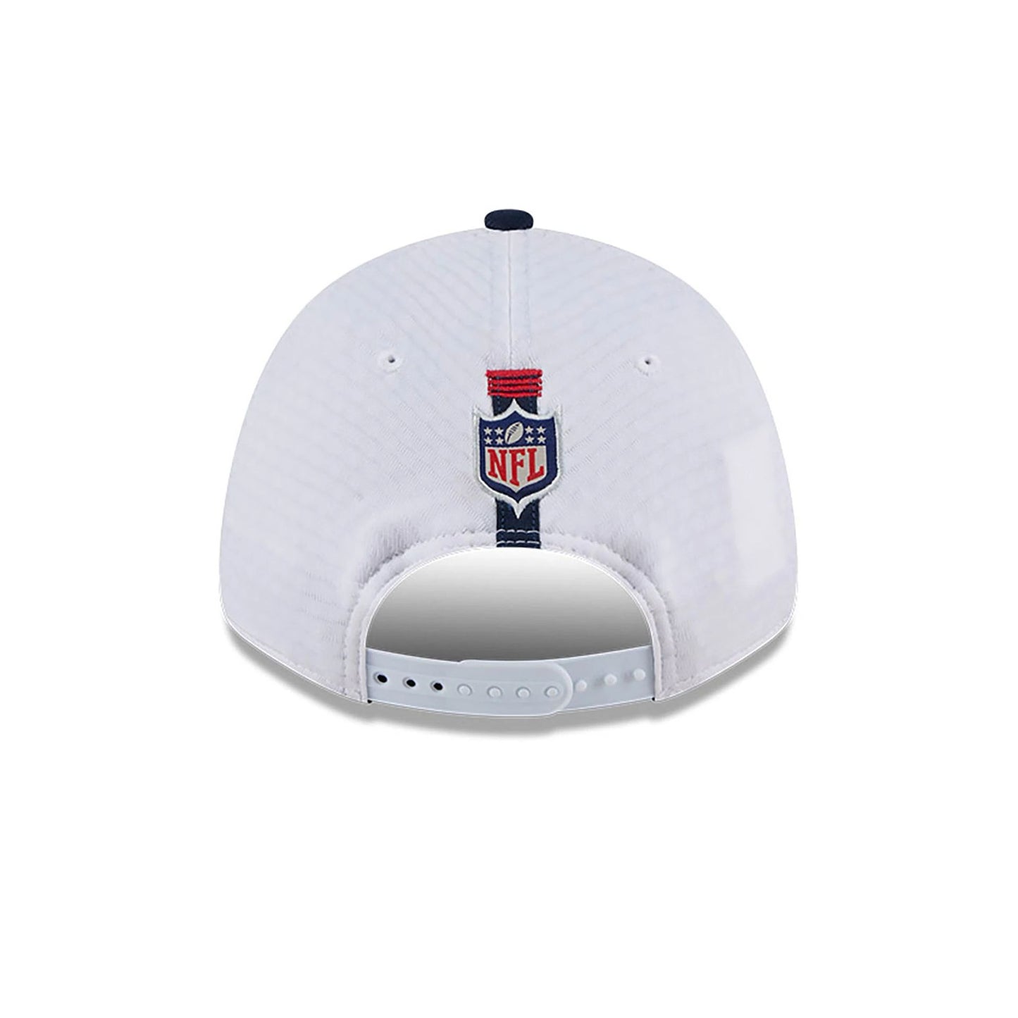 This is a New England Patriots NFL Training 2024 White 9FORTY Stretch Snap Cap 5