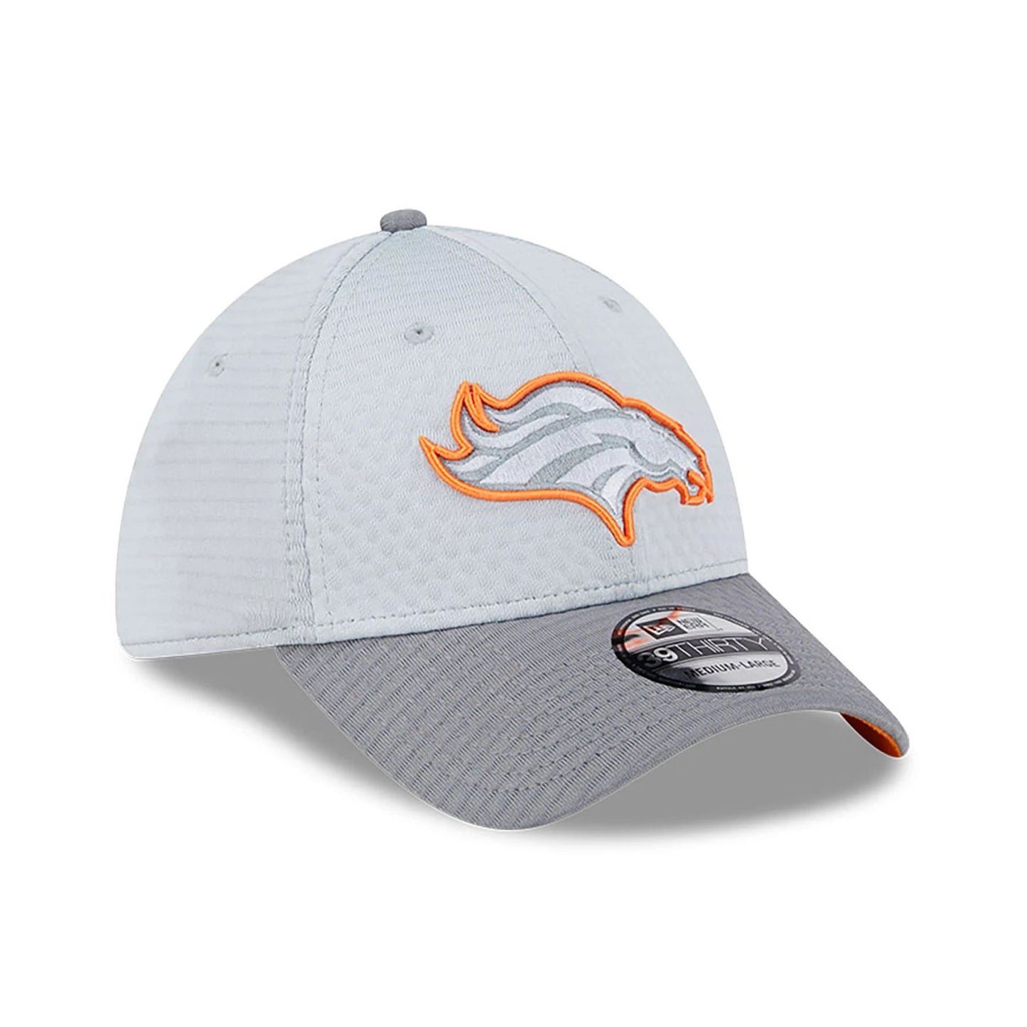 This is a Denver Broncos NFL Training 2024 Grey 39THIRTY Stretch Fit Cap 3