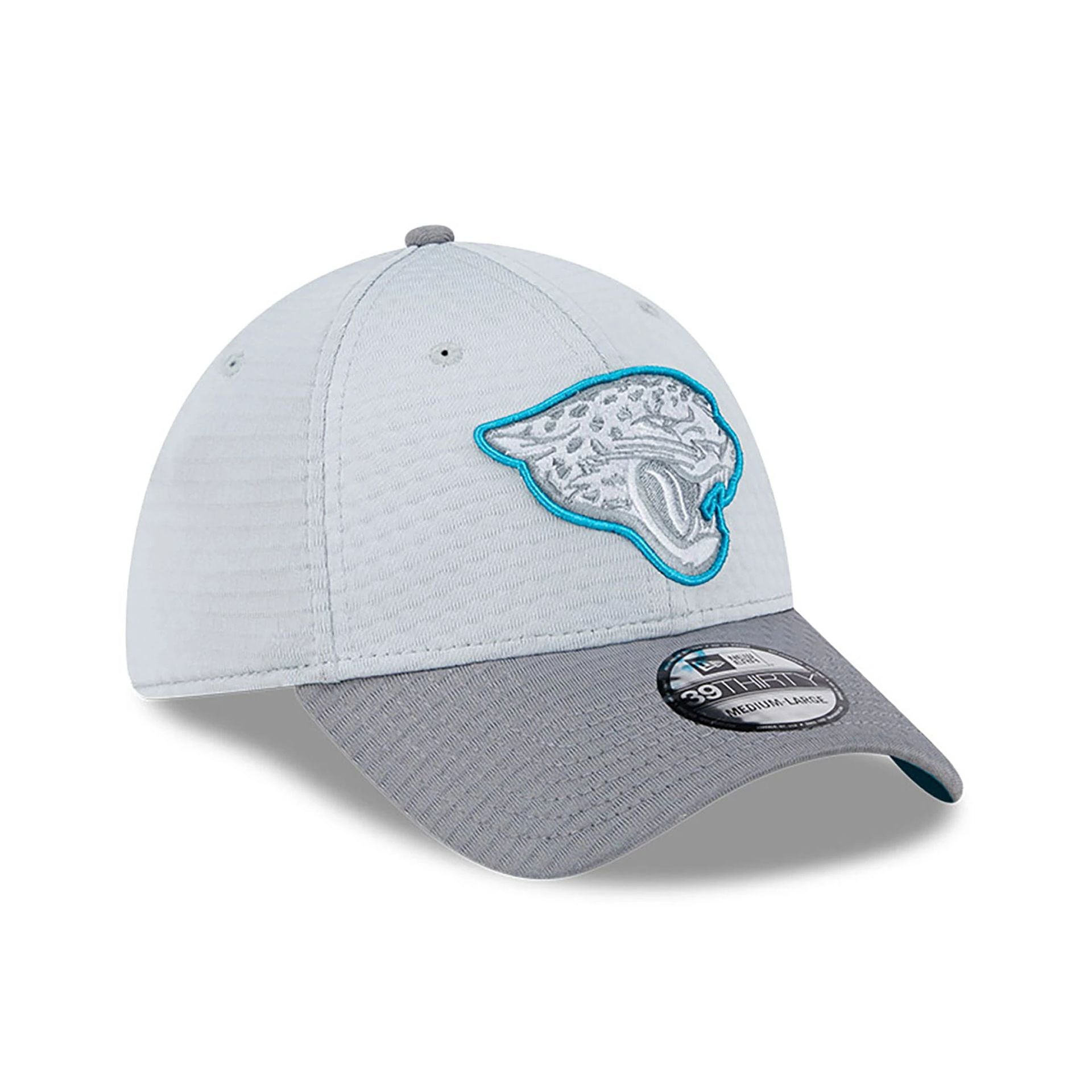 This is a Jacksonville Jaguars NFL Training 2024 Grey 39THIRTY Stretch Fit Cap 4