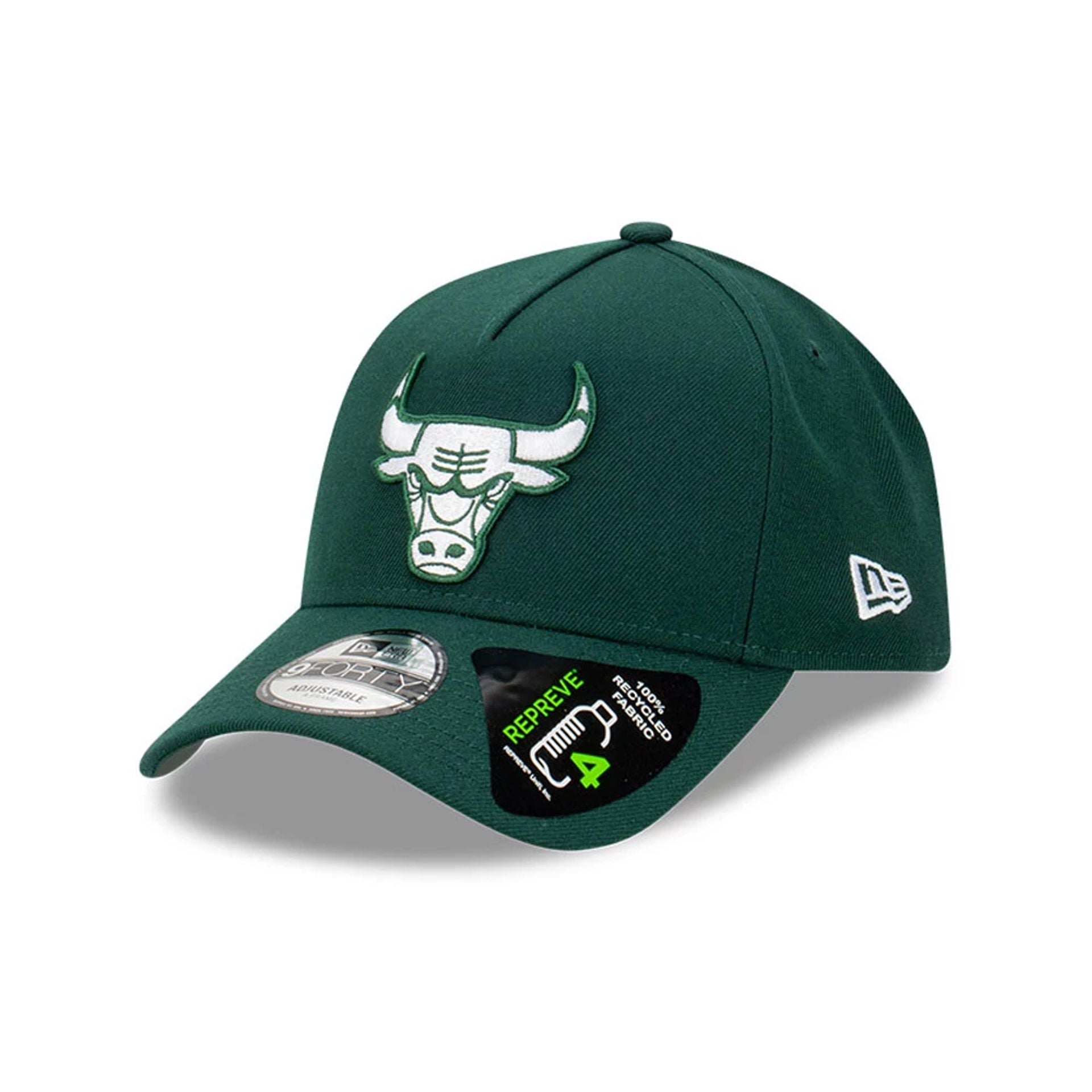 This is a Chicago Bulls Repreve Dark Green 9FORTY A-Frame Adjustable Cap 1