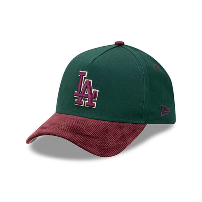 This is a LA Dodgers Rhubarb Cord Dark Green 9FORTY A-Frame Adjustable Cap 1