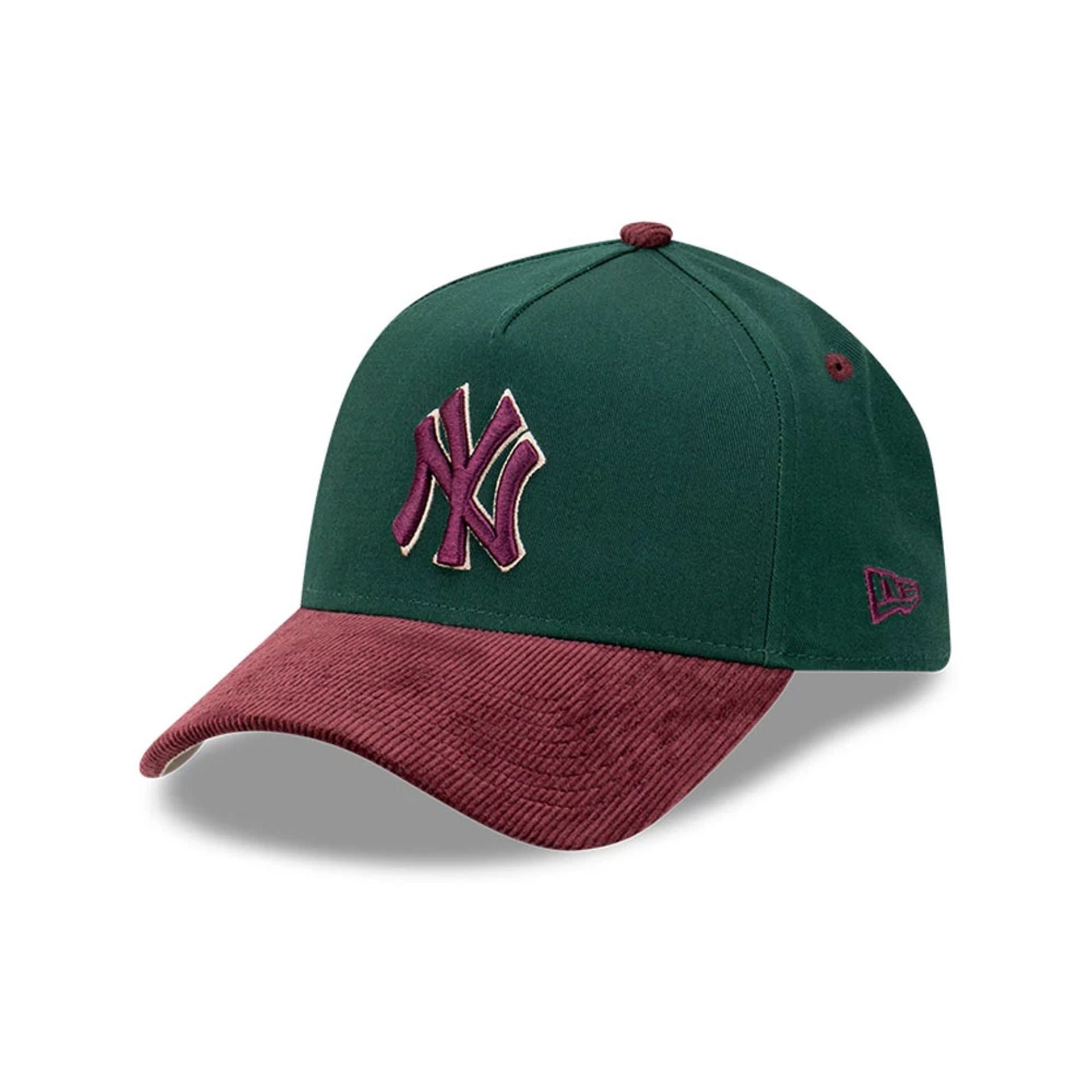 This is a New York Yankees Rhubarb Cord Dark Green 9FORTY A-Frame Adjustable Cap 1