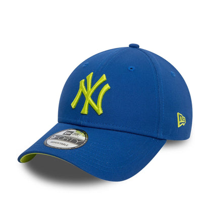 This is a New York Yankees Bright Pop Blue 9FORTY Adjustable Cap 1