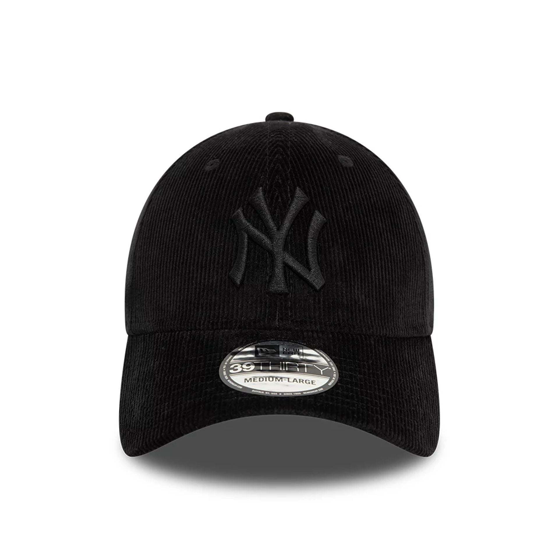 This is a New York Yankees Cord Black On Black 39THIRTY Stretch Fit Cap 2