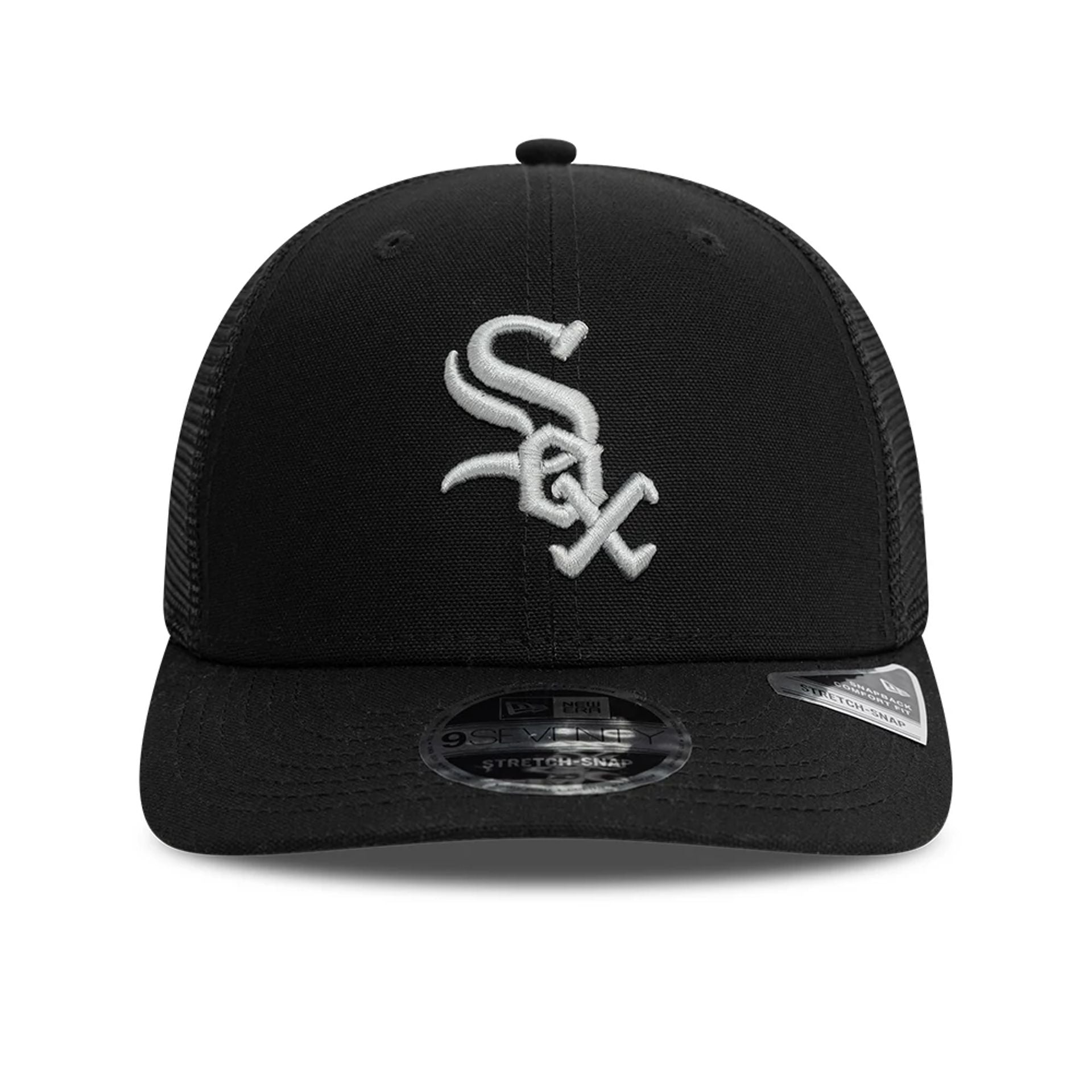 This is a Chicago White Sox Canvas Black 9SEVENTY Stretch Snap Adjustable Cap 3