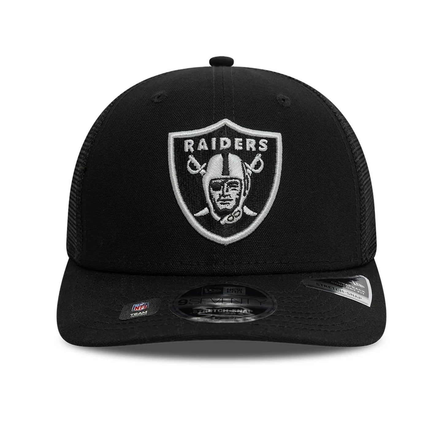 This is a Las Vegas Raiders Canvas Black 9SEVENTY Stretch Snap Adjustable Cap 3