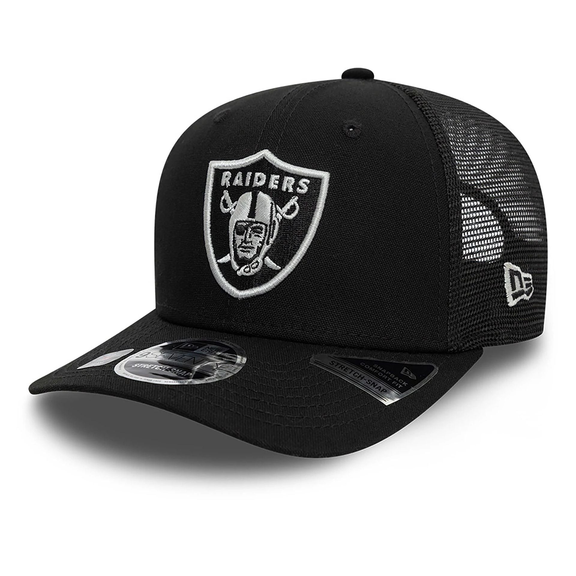 This is a Las Vegas Raiders Canvas Black 9SEVENTY Stretch Snap Adjustable Cap 1