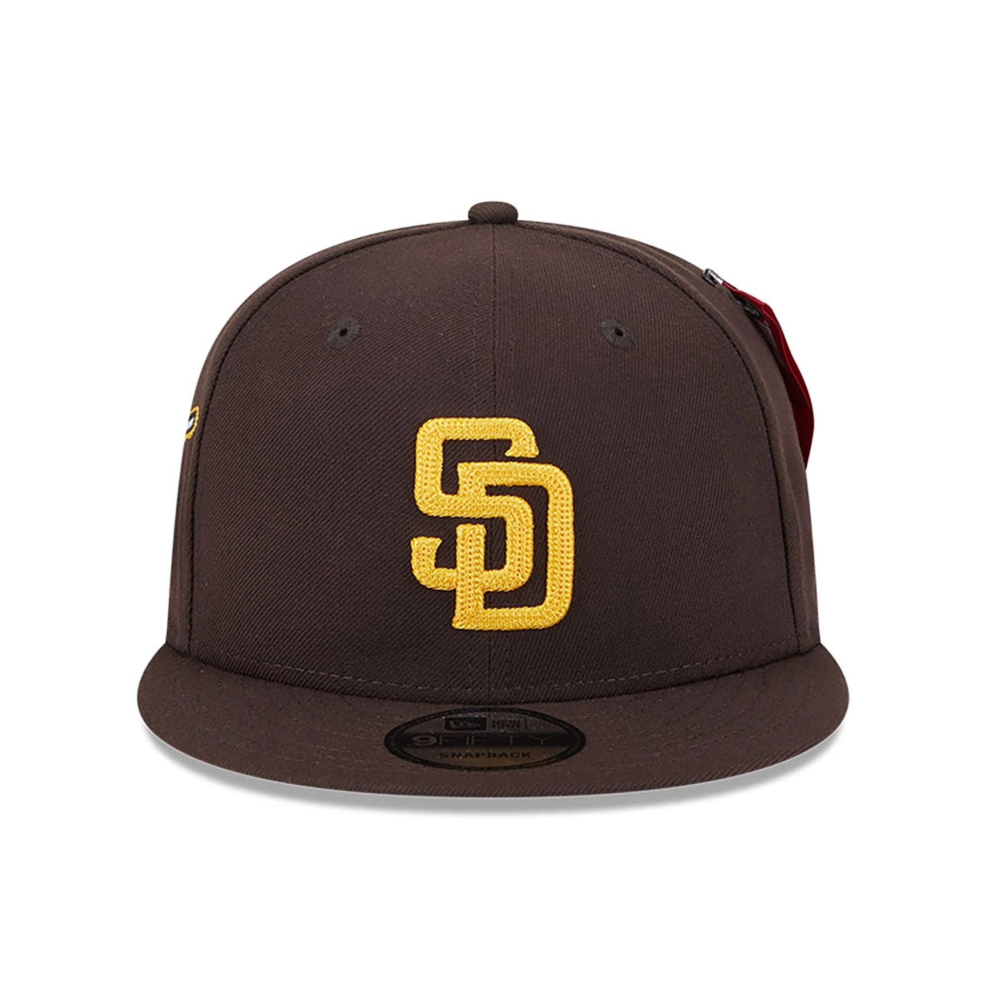 This is a San Diego Padres MLB x Alpha Industries Dark Brown 9FIFTY Snapback Adjustable Cap 2