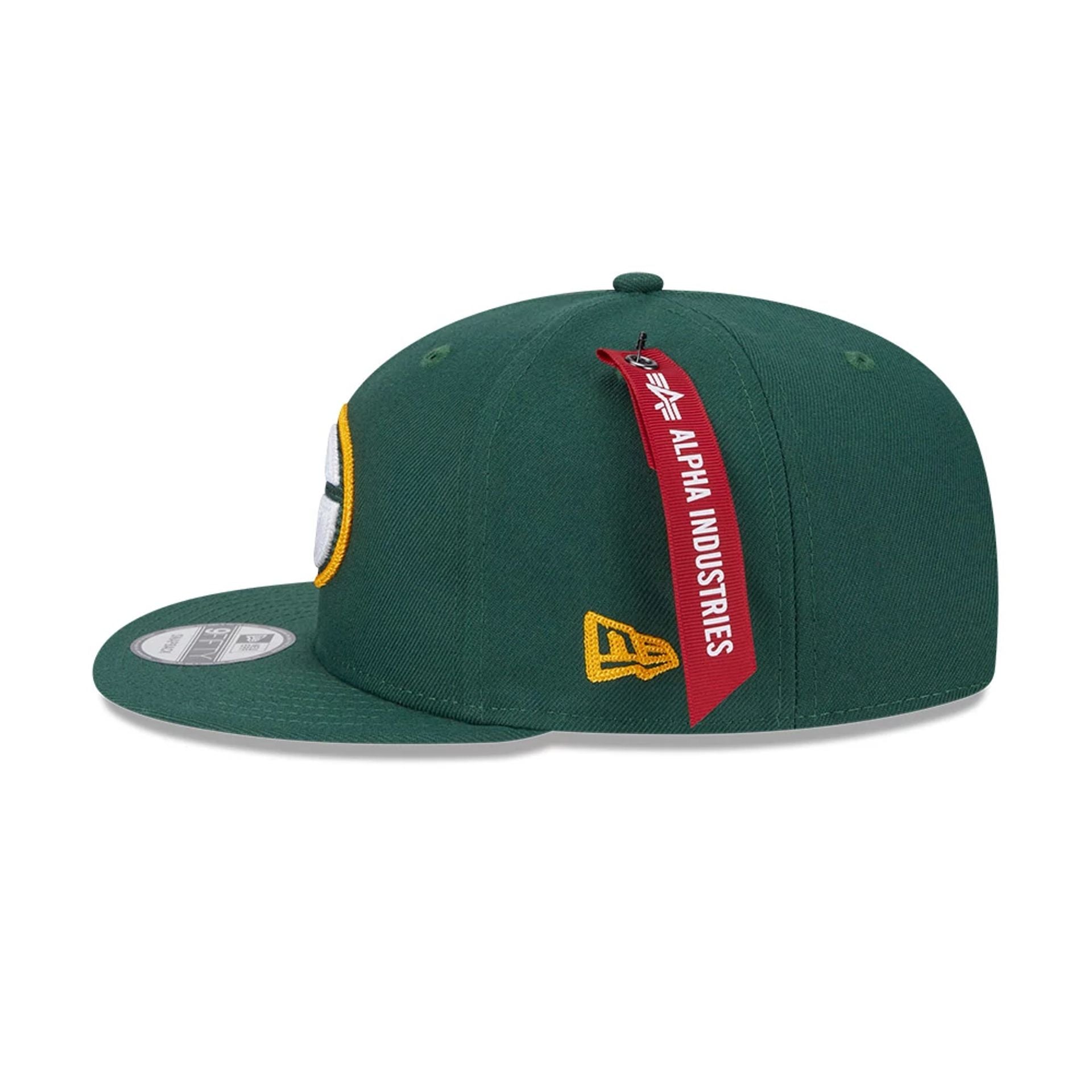 This is a Green Bay Packers NFL x Alpha Industries Dark Green 9FIFTY Snapback Adjustable Cap 7