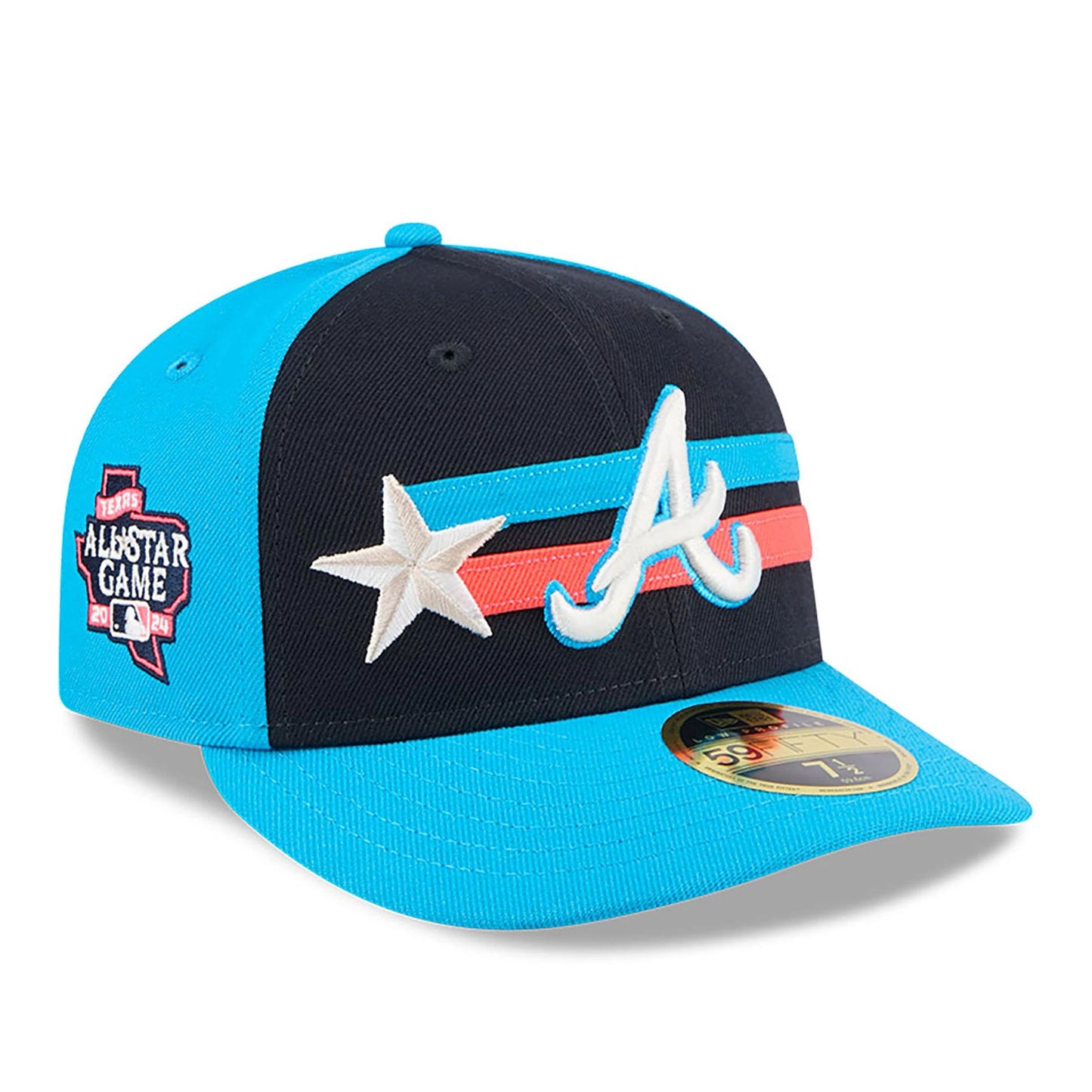 This is a Atlanta Braves MLB All Star Game 2024 Blue Low Profile 59FIFTY Fitted Cap 1