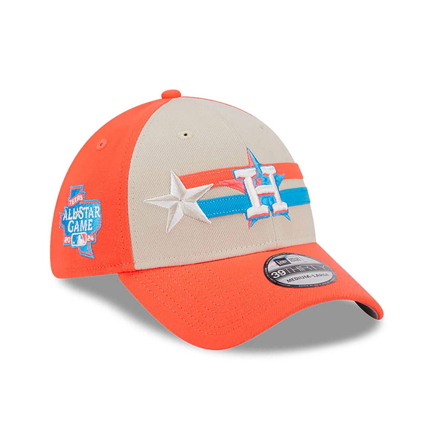 This is a Houston Astros MLB All Star Game 2024 Orange 39THIRTY Stretch Fit Cap 1