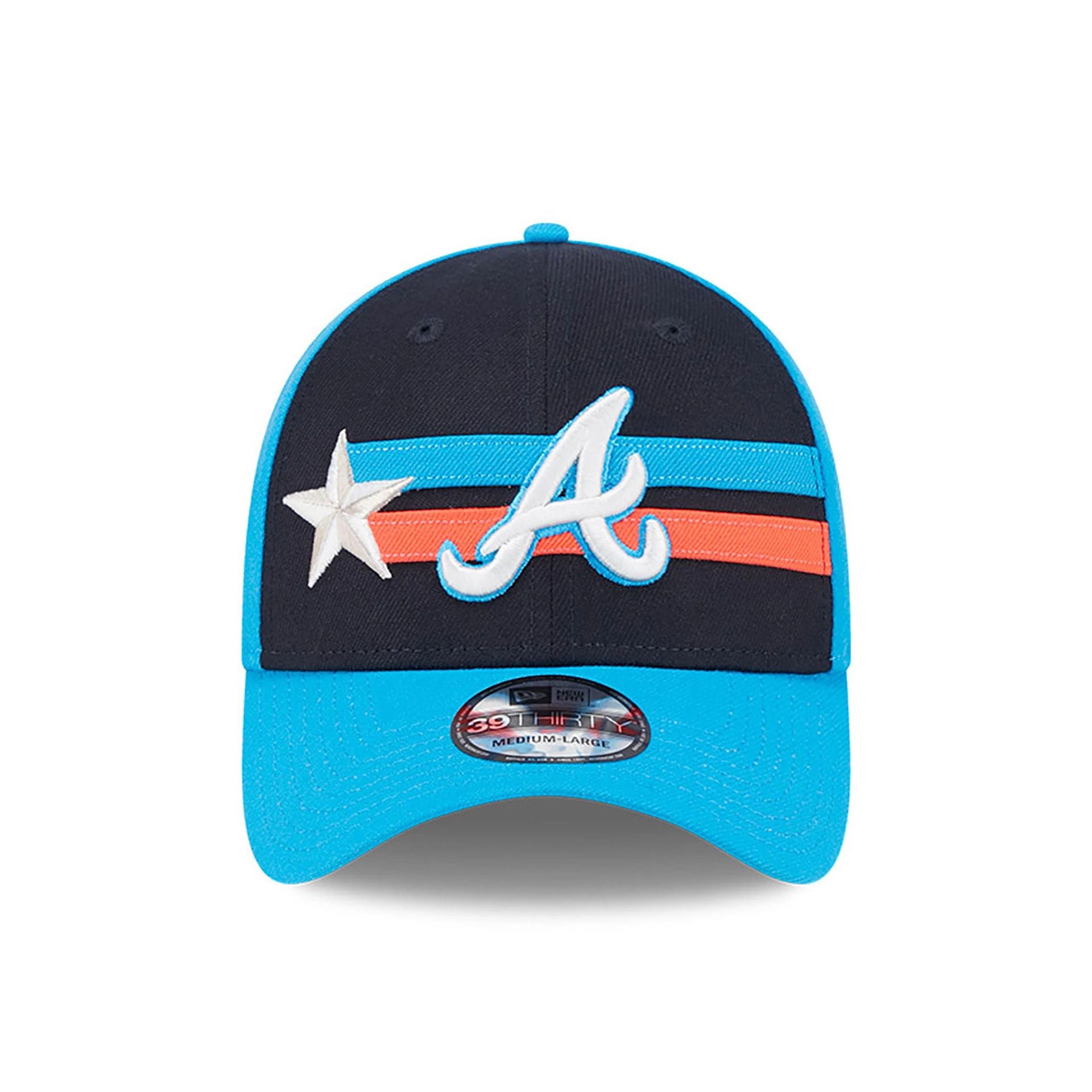 This is a Atlanta Braves MLB All Star Game 2024 Blue 39THIRTY Stretch Fit Cap 4