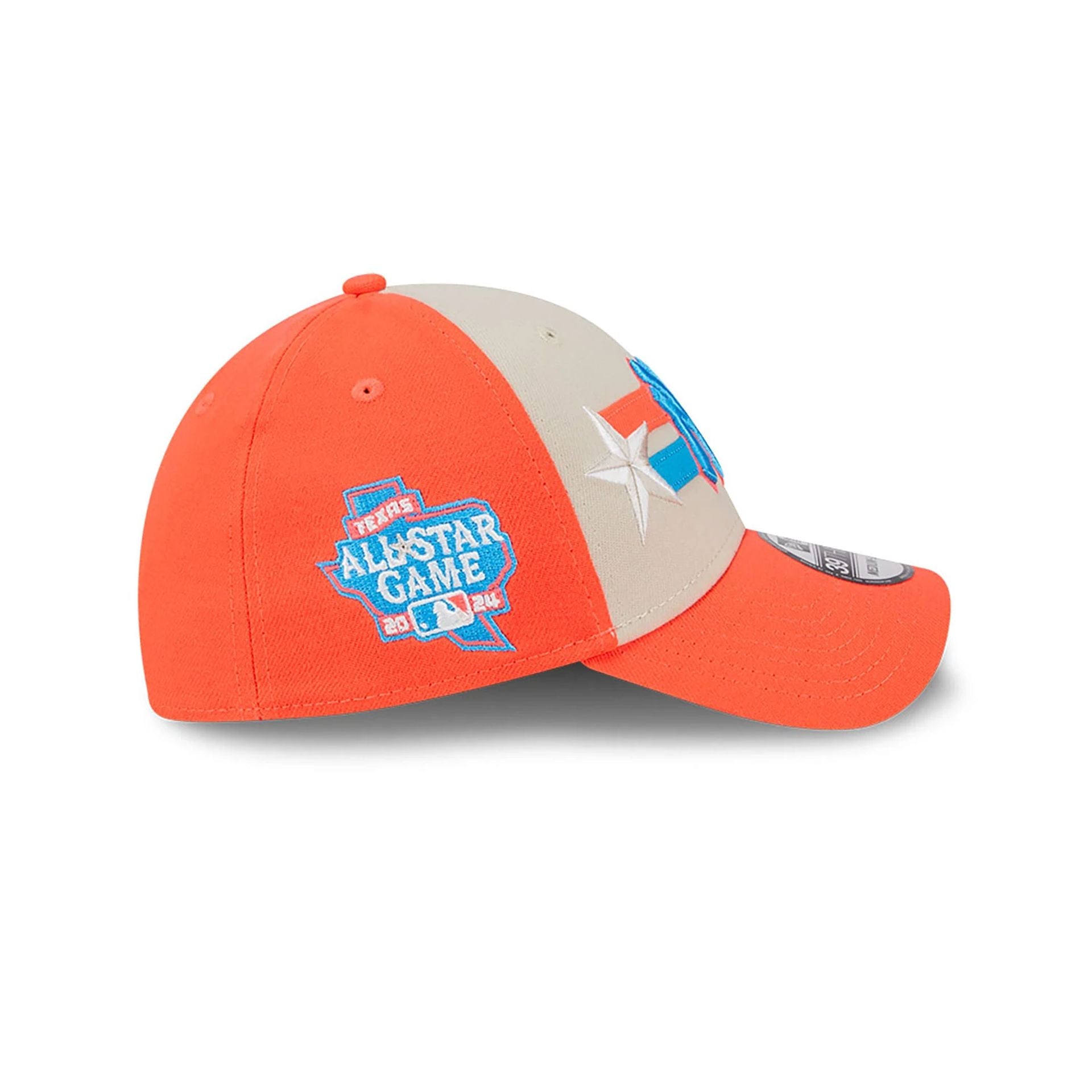 This is a New York Yankees MLB All Star Game 2024 Orange 39THIRTY Stretch Fit Cap 6