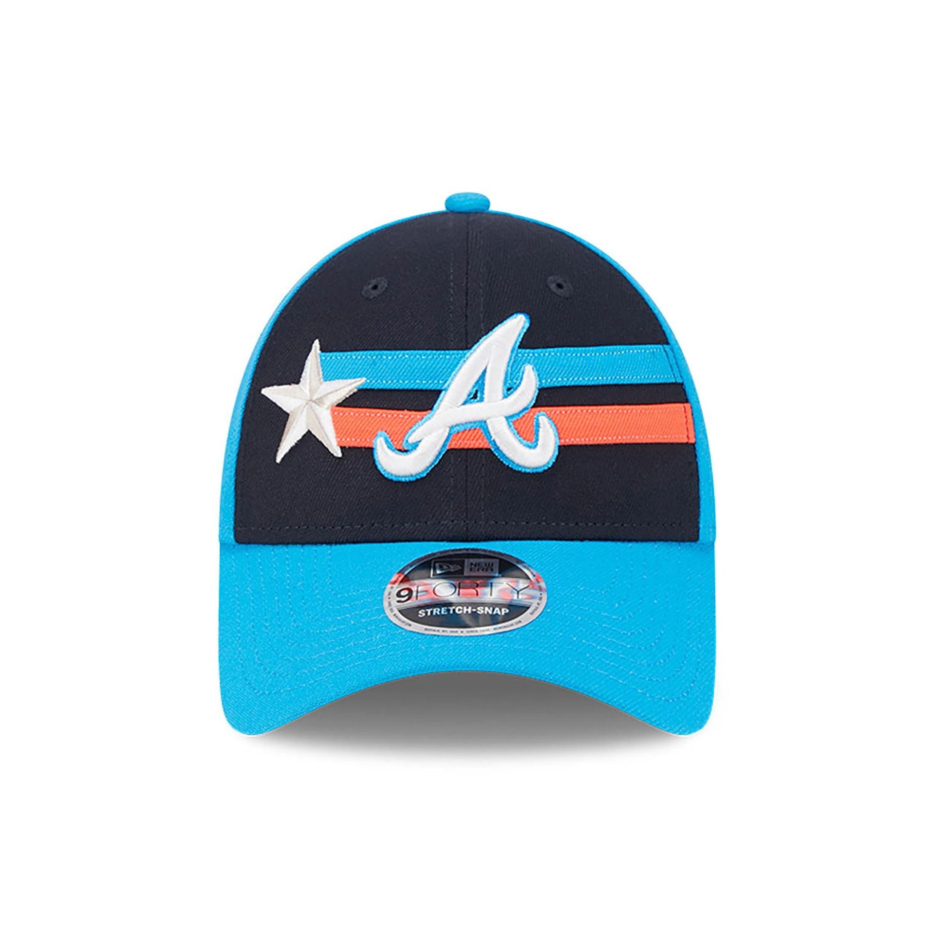 This is a Atlanta Braves MLB All Star Game 2024 Blue 9FORTY Stretch Snap Cap 4