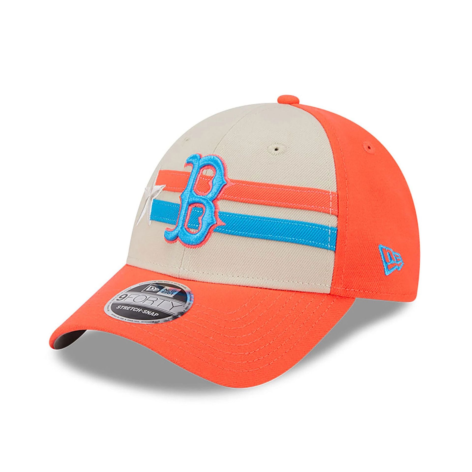 This is a Boston Red Sox MLB All Star Game 2024 Orange 9FORTY Stretch Snap Cap 4