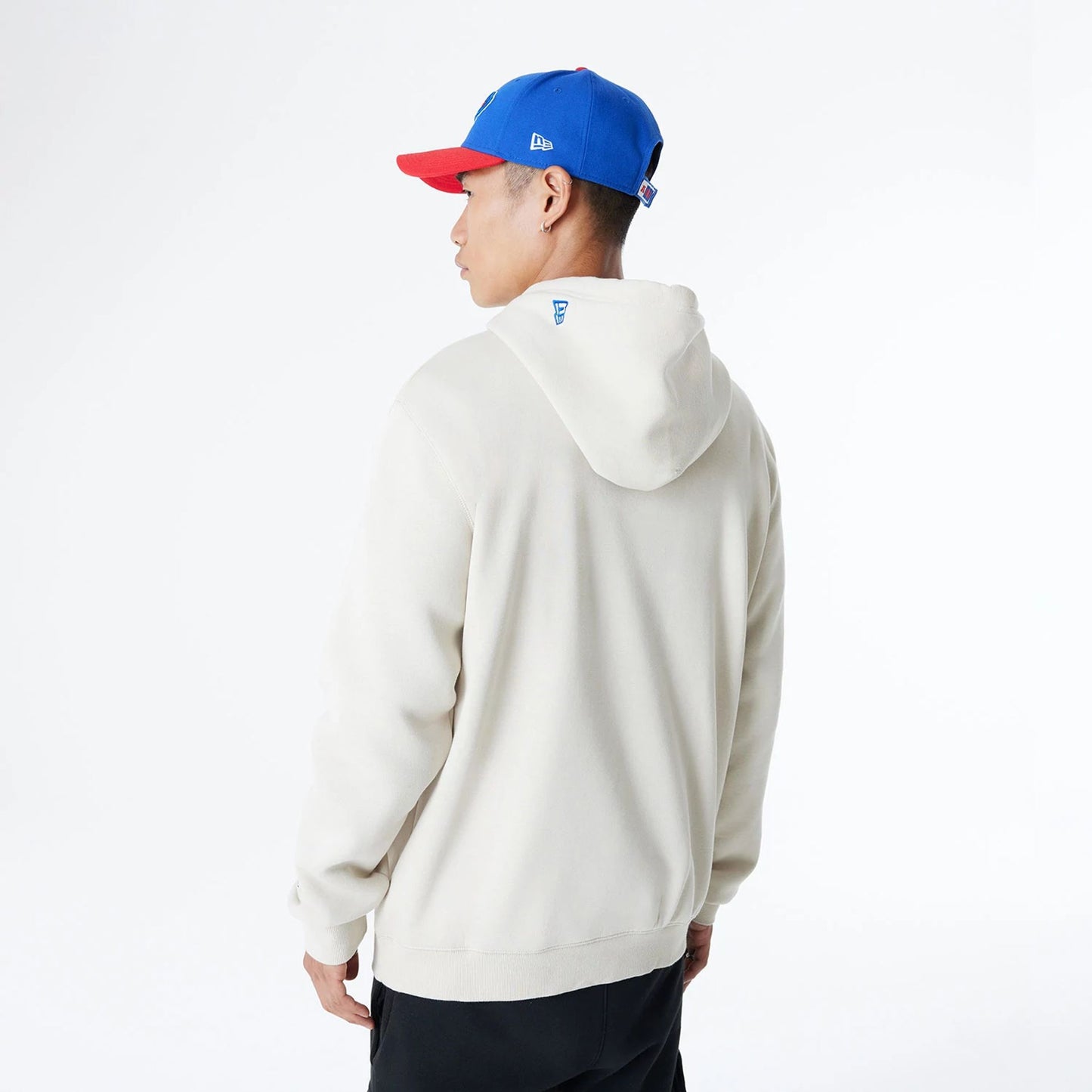 The Male model is wearing Buffalo Bills NFL 3rd Down Historic Light Beige Pullover Hoodie  5