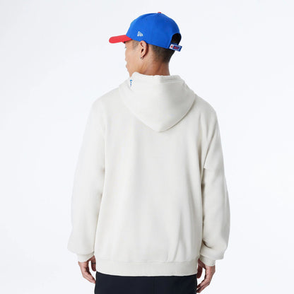 The Male model is wearing Buffalo Bills NFL 3rd Down Historic Light Beige Pullover Hoodie  7