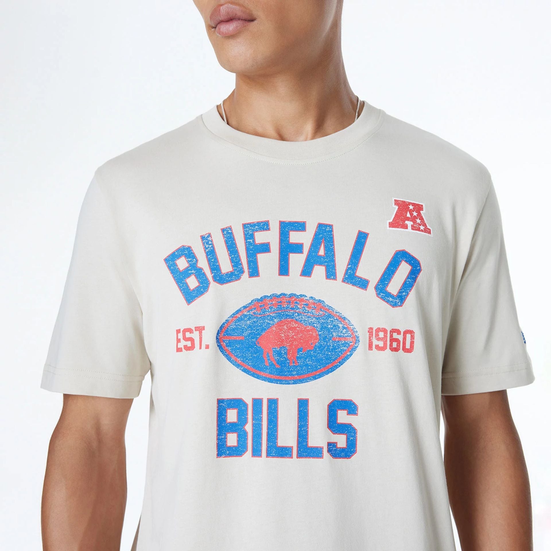 The Male model is wearing Buffalo Bills NFL 3rd Down Historic Light Beige T-Shirt  3