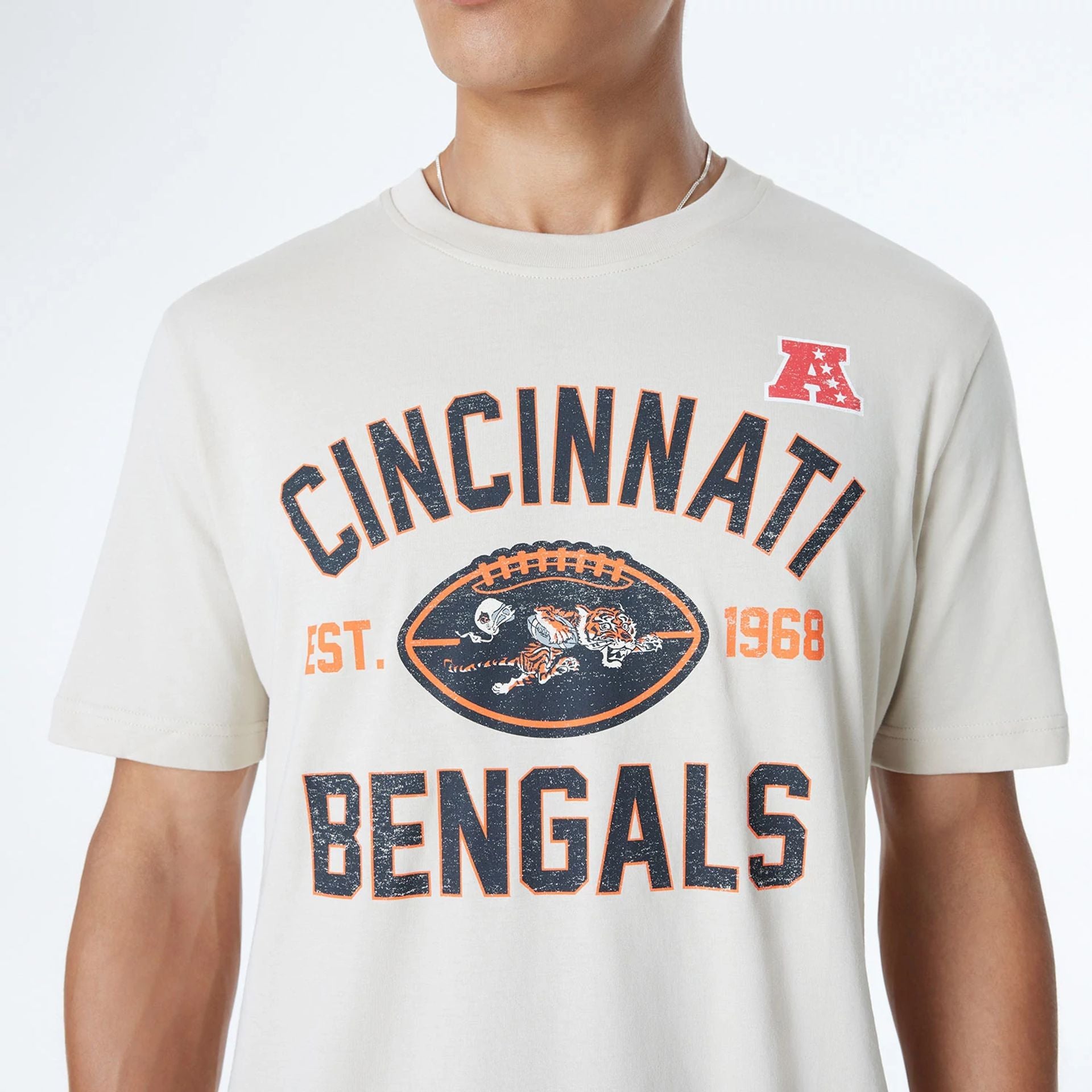 The Male model is wearing Cincinnati Bengals NFL 3rd Down Historic Light Beige T-Shirt  3