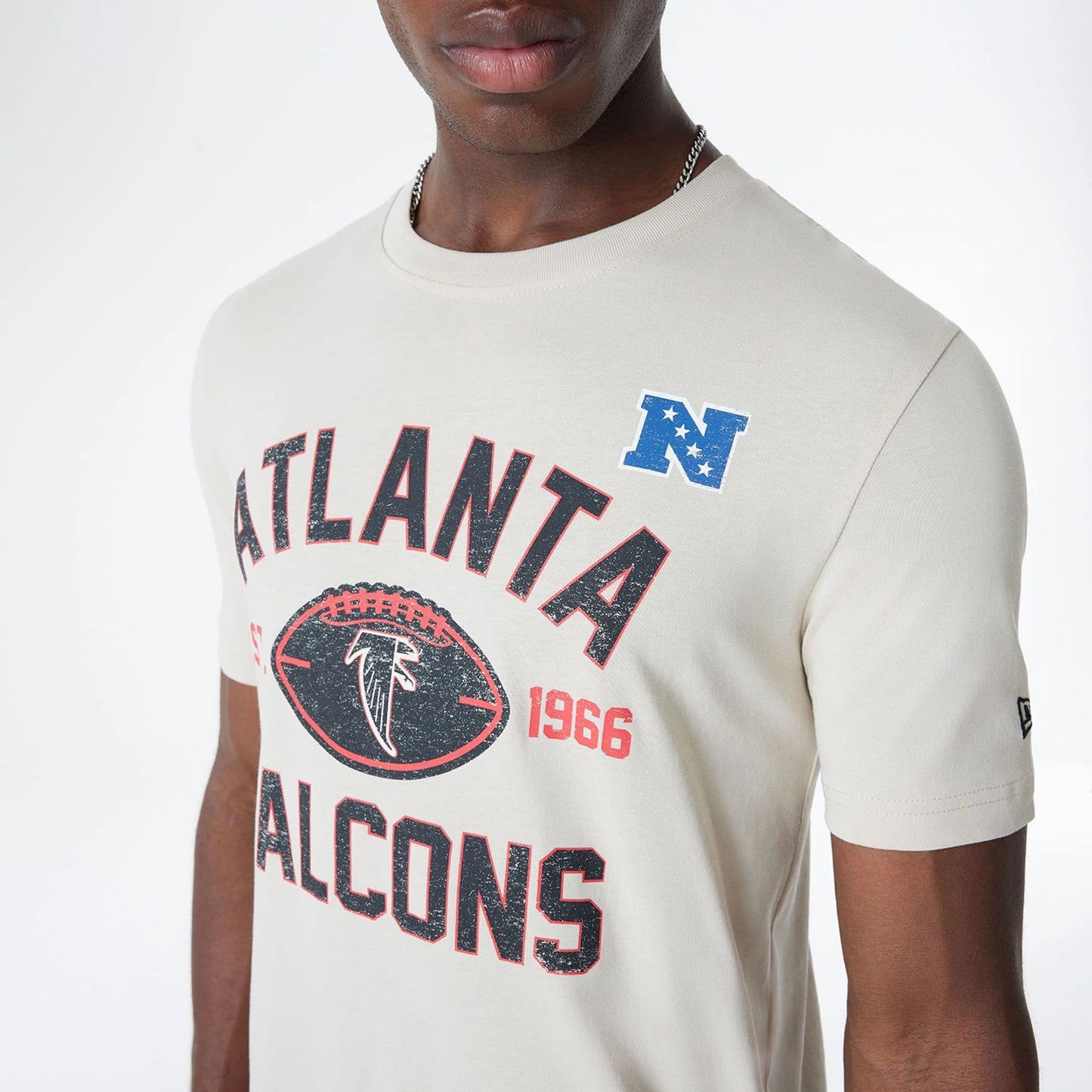 The Male model is wearing Atlanta Falcons NFL 3rd Down Historic Light Beige T-Shirt 5