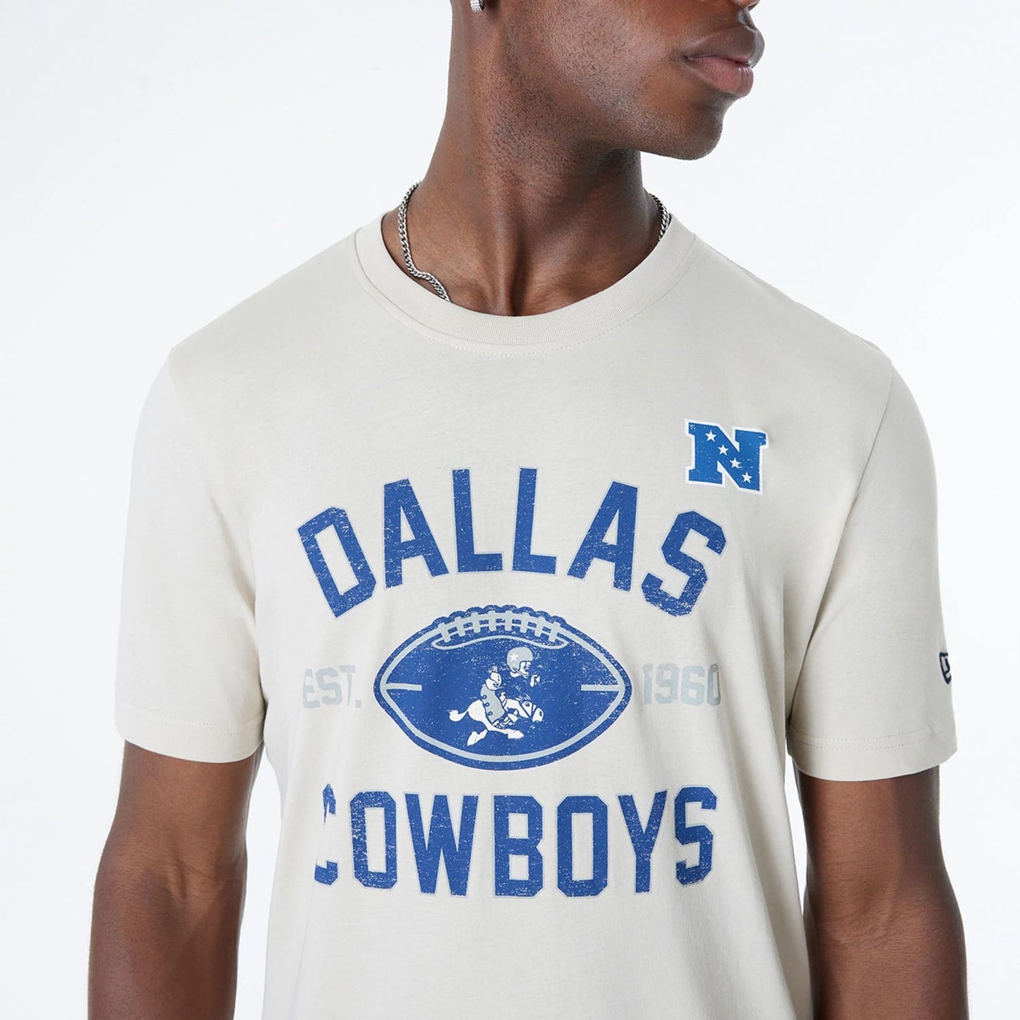 The Male model is wearing Dallas Cowboys NFL 3rd Down Historic Light Beige T-Shirt 3