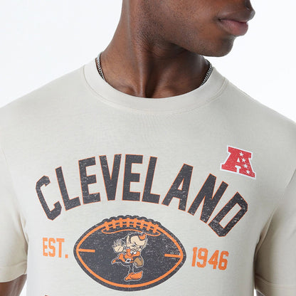 The Male model is wearing Cleveland Browns NFL 3rd Down Historic Light Beige T-Shirt  6