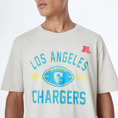 The Male model is wearing LA Chargers NFL 3rd Down Historic Light Beige T-Shirt 3