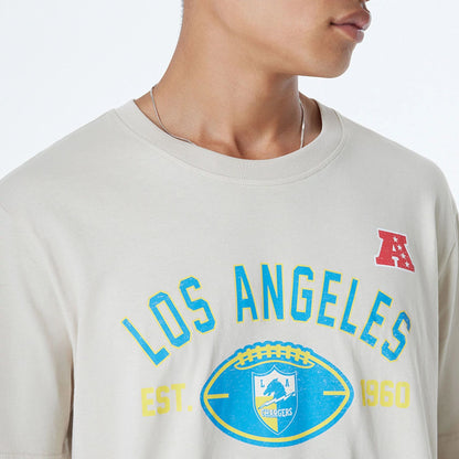 The Male model is wearing LA Chargers NFL 3rd Down Historic Light Beige T-Shirt 5