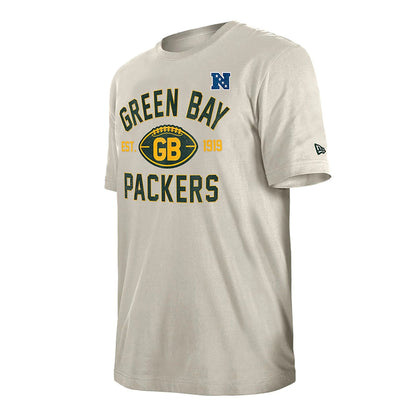 The Male model is wearing Green Bay Packers NFL 3rd Down Historic Light Beige T-Shirt  3