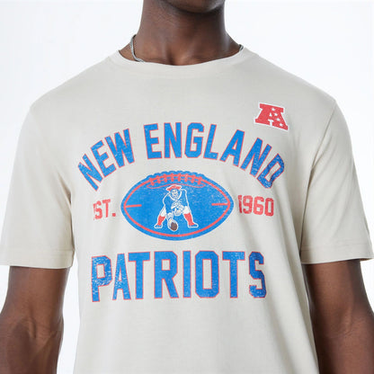 The Male model is wearing New England Patriots NFL 3rd Down Historic Light Beige T-Shirt  5