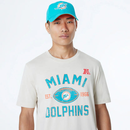 The Male model is wearing Miami Dolphins NFL 3rd Down Historic Light Beige T-Shirt  5